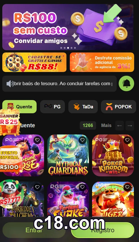 Jogador desfrutando de jogos VIP no c18.com